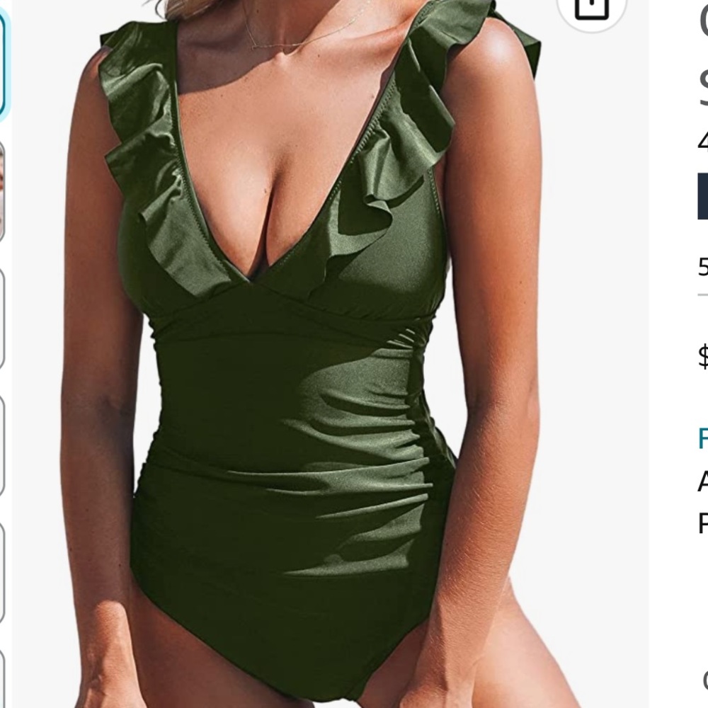 Cupshe Summer Seaside ruffled ruched plunge one piece swimsuit